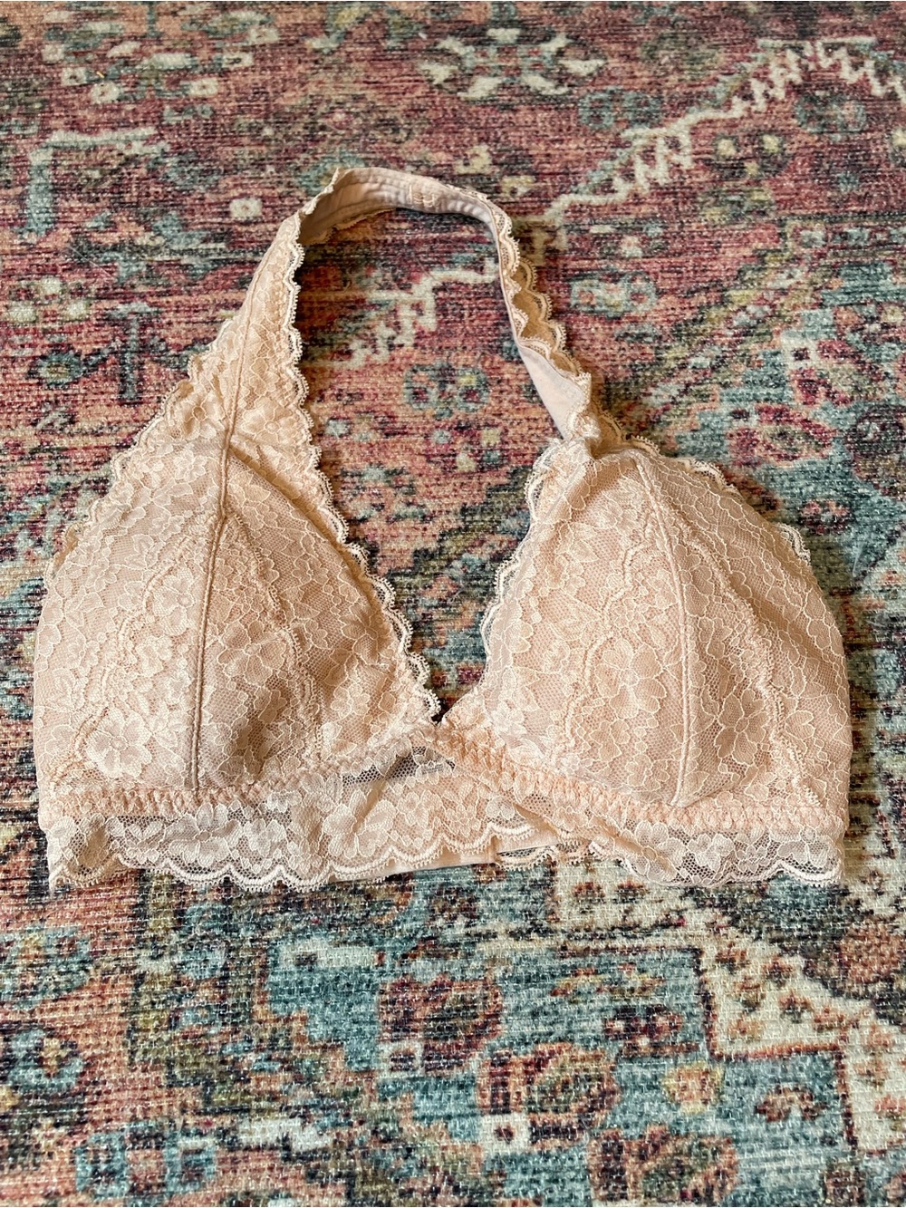 Gilly Hicks Lace Halter Bralette in Nude Blush
